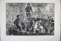 Original Old Antique Print 1881 Holland Dutch Canal Boat Dog Tourist Fine Art