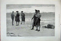 Original Old Antique Print 1881 Fine Art Army Men Beach Sailors Sea Dadd 19th