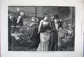 Original Old Antique Print 1881 Moonlight Terrace House Commons Men Women Art