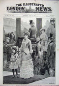 Original Old Antique Print 1881 Fine Art Royal Garden Party Marlborough House