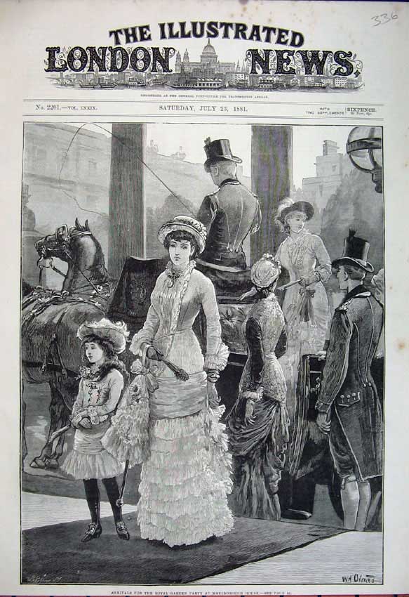Original Old Antique Print 1881 Fine Art Royal Garden Party Marlborough House