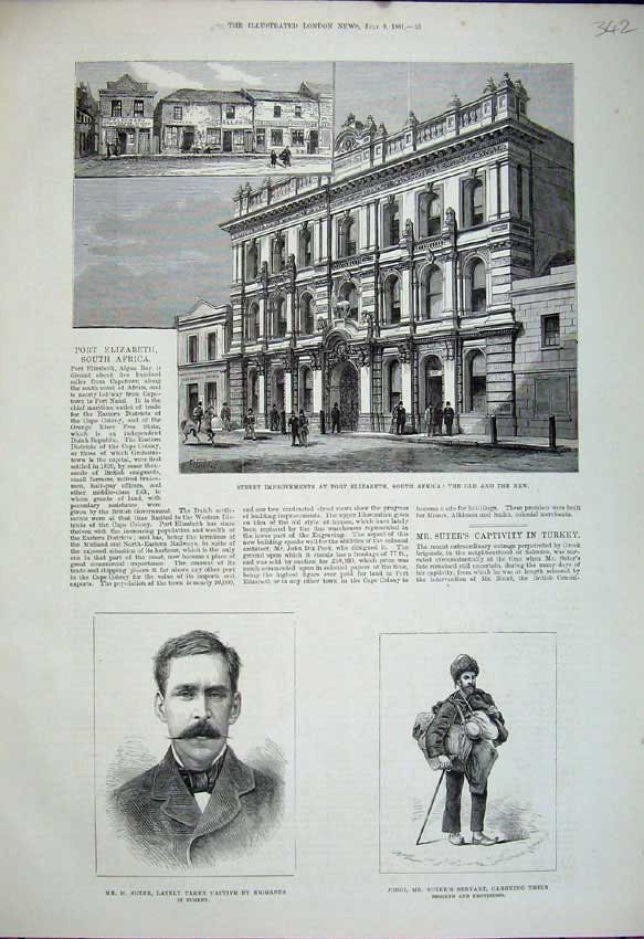 Old Antique Print 1881 Port Elizabeth South Africa Suter Army War Jorgi 19th