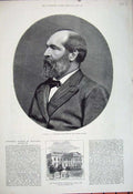 Old Antique Print 1881 General Garfield President White House Washington 19th