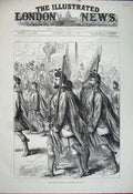 Original Old Antique Print 1881 London Scottish Ta Army Volunteers Kilts War