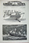 Old Antique Print 1881 H.M.S Ship Bacchante Prince Wales Contrivance Sea 19th