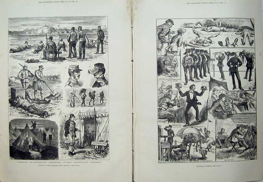 Original Old Antique Print 1881 Siers Wimbledon Rifle Meeting Shooting Sport