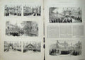 Original Old Antique Print Swansea 1881 Prince Townhall Arch Walter Army Siers