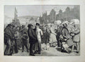 Old Antique Print 1881 Statue Fair England People Children Dog Fete Art 19th
