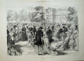 Original Old Antique Print 1881 Royal Garden Party Marlborough House Mansion