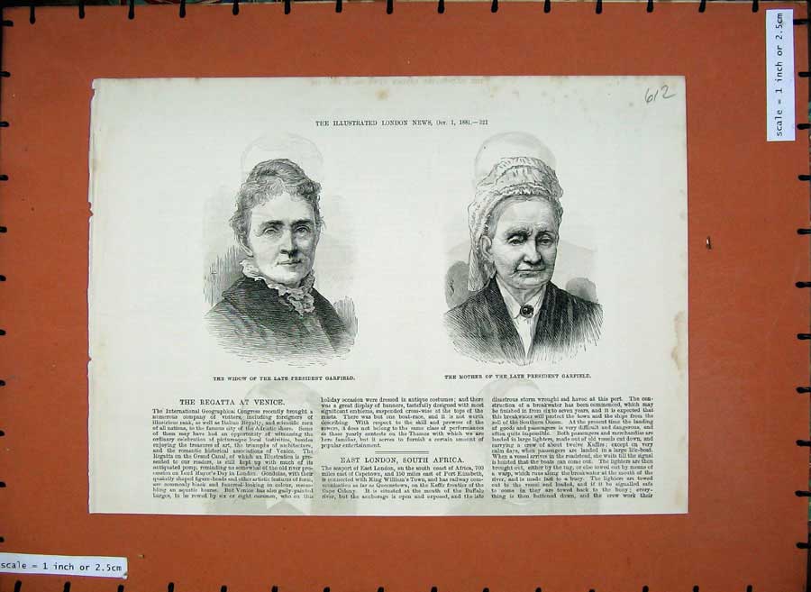 Original Old Antique Print 1881 Woman Widow President Garfield Mother Portraits