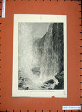 Old Antique Print 1881 America View Cave Winds Niagara Falls River Bridge 19th