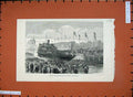 Original Old Antique Print 1881 Opening New Dock Gates Ipswich Sailing Ship