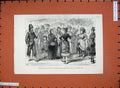 Old Antique Print 1881 Masquerading Market Folk Southport Market Hall Art 19th