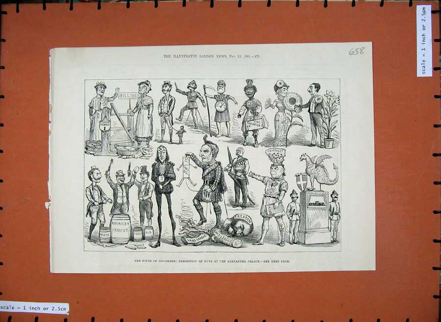 Old Antique Print 1881 Exhibition Guys Alexandra Palace Costumes November 19th