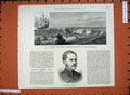 Original Old Antique Print 1881 Major Hartley Lake View Cemetery Cleveland Ohio
