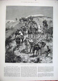 Original Old Antique Print 1882 War Tunis French Army Siers Horses Fine Art Men