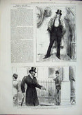 Antique Old Print 1882 People I Have Met Artful Vicar Son Maiden Aunt Men 19th