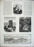 Old Antique Print 1882 Cape Finisterre Steam Ship Douro Palazza Mentone 19th