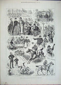 Original Old Antique Print Horse Racing 1882 Sandown Park Military Steeplechase