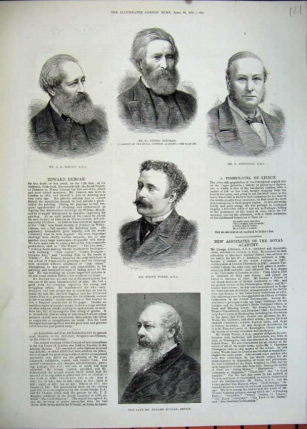 Old Antique Print 1882 Edward Duncan Henry Woods Aitchison Douglas Bodley 19th