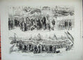 Old Antique Print 1882 Festivities Boston Dock Mount Bridge Wheel-Barrow 19th