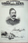 Old Antique Print 1882 Arabi Pasha Egypt Nile Arabian Mountains Sea Yacht 19th