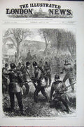 Original Old Antique Print 1882 Volunteer Ta Army Review Siers Rifles Shooting