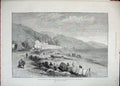 Old Antique Print View Mentone Mediterranean 1882 Mountains Simpson Boat 19th
