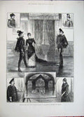 Original Old Antique Print 1882 Moro Painter Antwerp Majesty Theatre Sword Duel