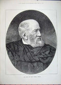 Original Old Antique Print 1882 Portrait Man Mr John Linnell Beard Artist 19th