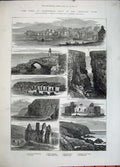 Old Antique Print Shetland Isles 1882 Lerwick Bressay Lighthouse Castle 19th