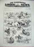 Original Old Antique Print 1882 Hunting Royal Buckhounds Horse Deer Sport 19th
