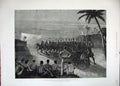 Old Antique Print 1882 Fiji War Dance Electric Light Moon Palm Tree Art 19th