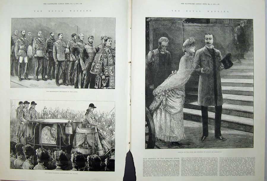 Old Antique Print Royal Wedding 1882 Duke Albany Bridegroom Carriage Art 19th