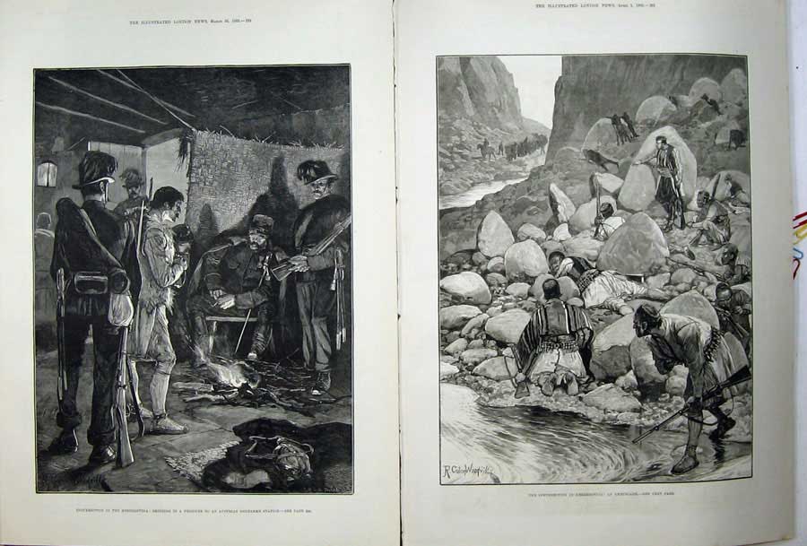 Antique Old Print 1882 War Herzegovina Austrian Gendarme Station Army Art 19th