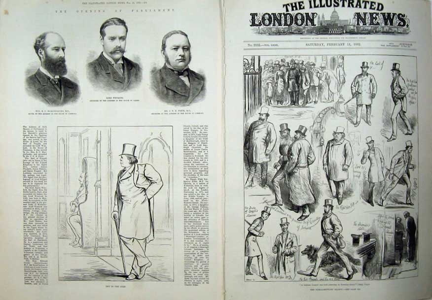Old Antique Print 1882 Parliament Lord Wenlock Firth House Commons Men 19th