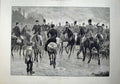 Antique Old Print 1882 Royal Buckhounds Hunting Horses Dogs Woodville Art 19th