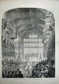 Old Antique Print Royal Wedding 1882 Ceremony St George'S Chapel Windsor 19th