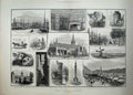 Old Antique Print 1881 Yarmouth Black Friars Tower Church Nelson Castle 19th
