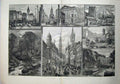 Old Antique Print Bradford 1882 Market Street Monument Church Bridge Art 19th