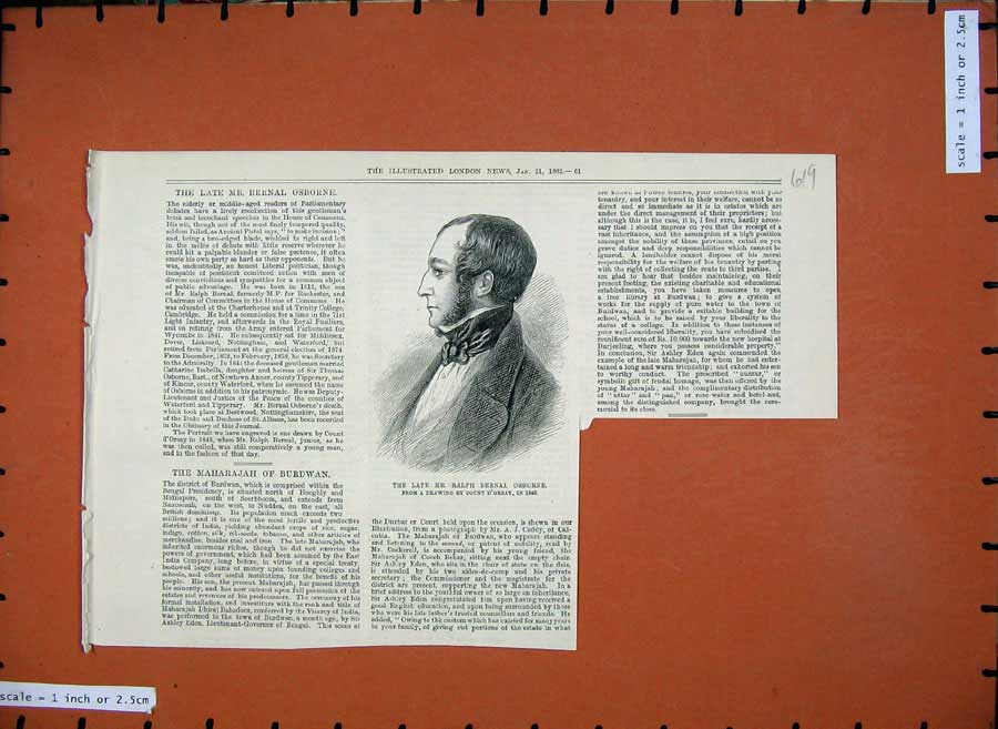 Original Old Antique Print 1882 Mr Ralph Bernal Osborne House Commons Man 19th