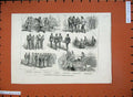 Original Old Antique Print 1882 Volunteer Ambulance Drill Guildhall Siers Army