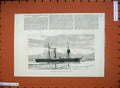Original Old Antique Print 1882 Chinese Tea Ship Mee-Foo Sailing Sea Victorian
