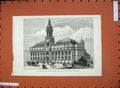 Original Old Antique Print 1882 Technical School Bradford Prince Wales Building