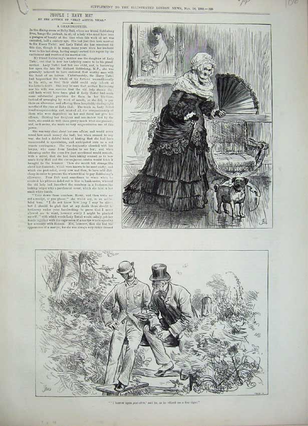 Old Antique Print 1882 People I Have Met Grandmother Squire Colonel Vicar 19th