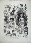 Original Old Antique Print 1882 Costumes Christmas Fancy Dress Ball Egypt Roman