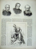 Old Antique Print 1882 General Macdonald Sawyer Tylecote Byron Memorial 19th