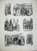 Old Antique Print 1882 Holidays Men Women Romance Married Train Station 19th