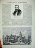 Old Antique Print 1882 Mayor Reading Messer Townhall Municipal Buildings 19th