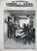 Original Old Antique Print Fine Art 1882 First Foot Scottish New Year Custom